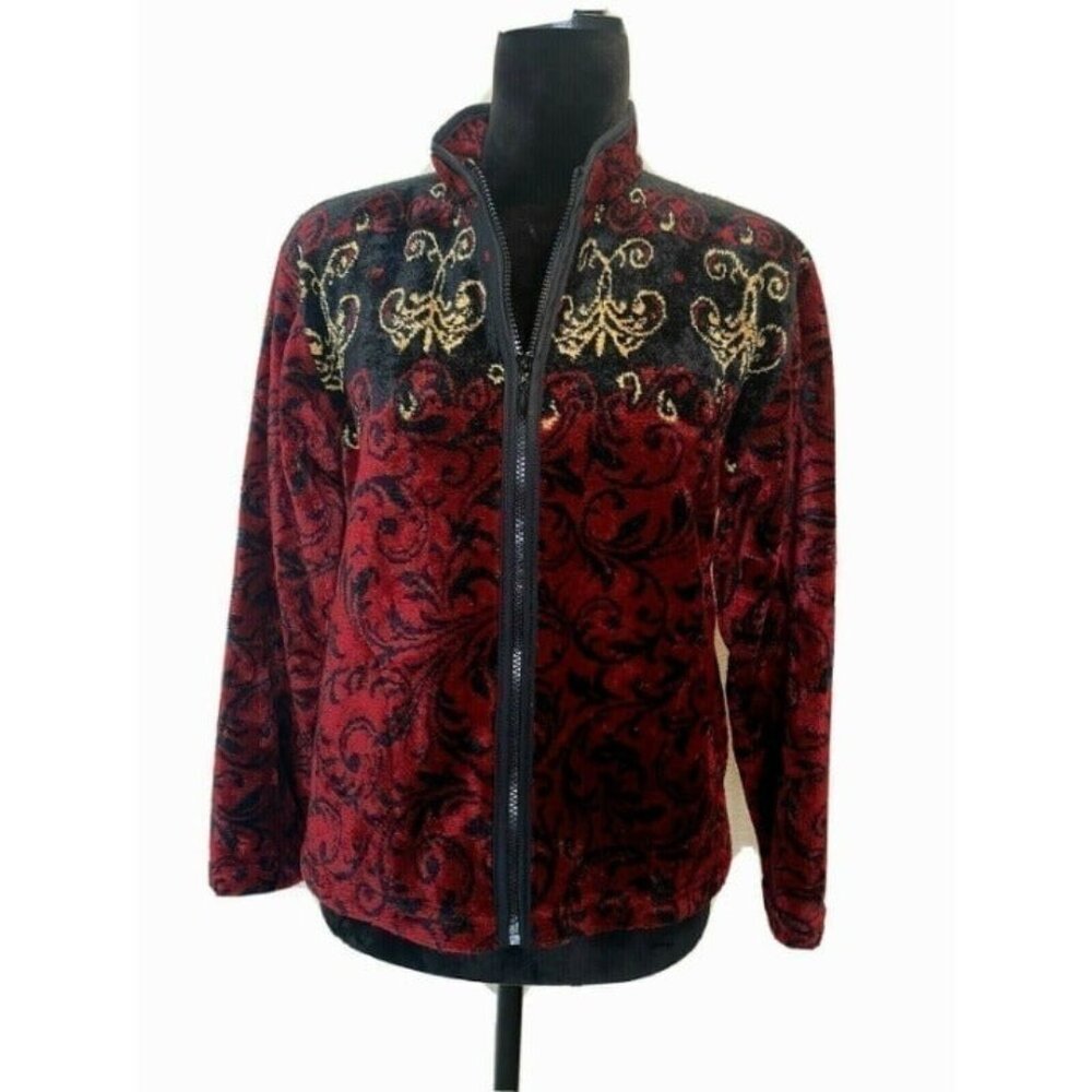 Straight Down Size Small Fleece Full Soft Zip Up Jacket Top EUC